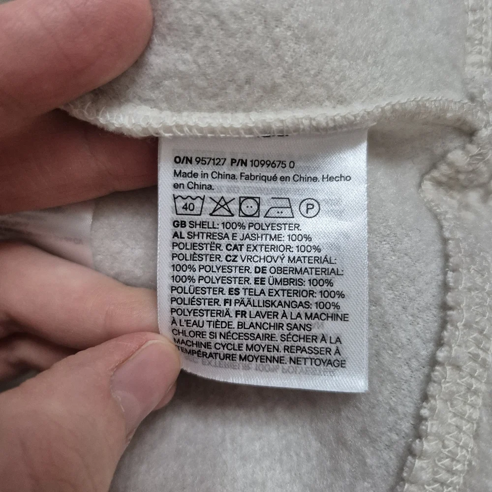 H&M Women’s Neutral Minimalist Cream Teddy Fleece Full-Zip Jacket – Size Medium - Picture 5 of 5